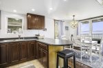 Open dining and kitchen space for making meals at home